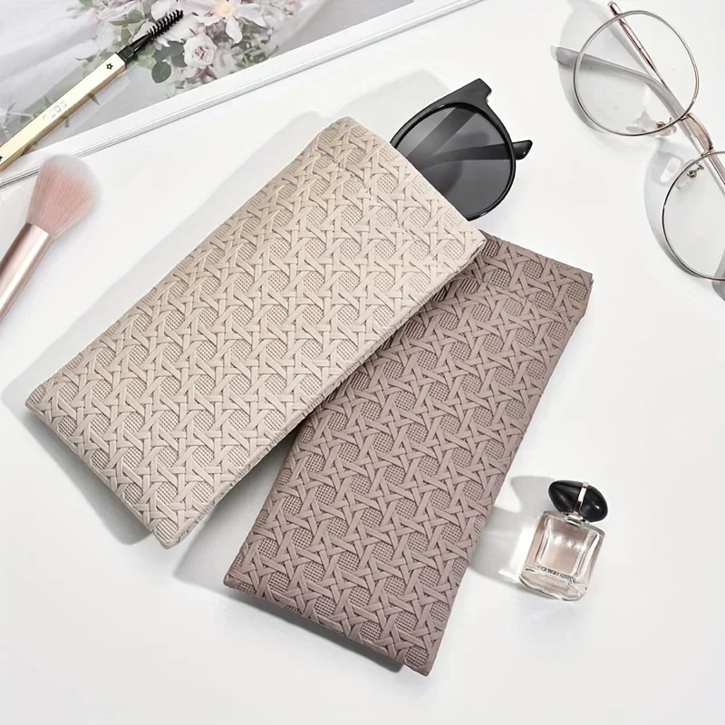 Portable Squeeze Top Sunglass Case - Leather Soft Sunglasses Case Easy To Use Eyeglasses Case Pouch