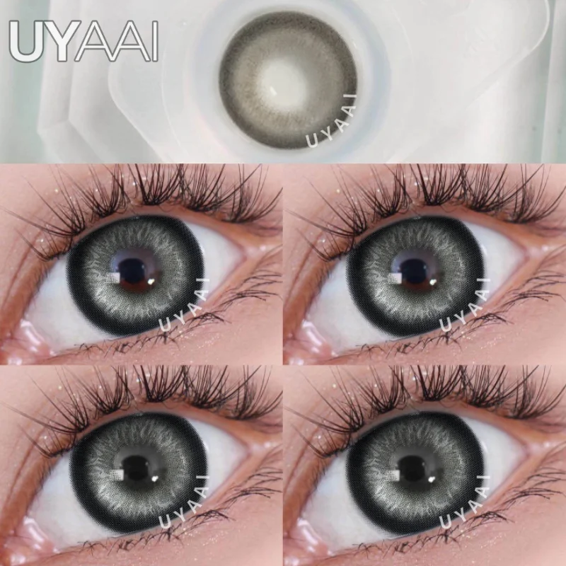 UYAAI-lentillas de colores para los ojos, lentillas de color marrón, Azul, Gris, moda coreana, 1 par, envío gratis