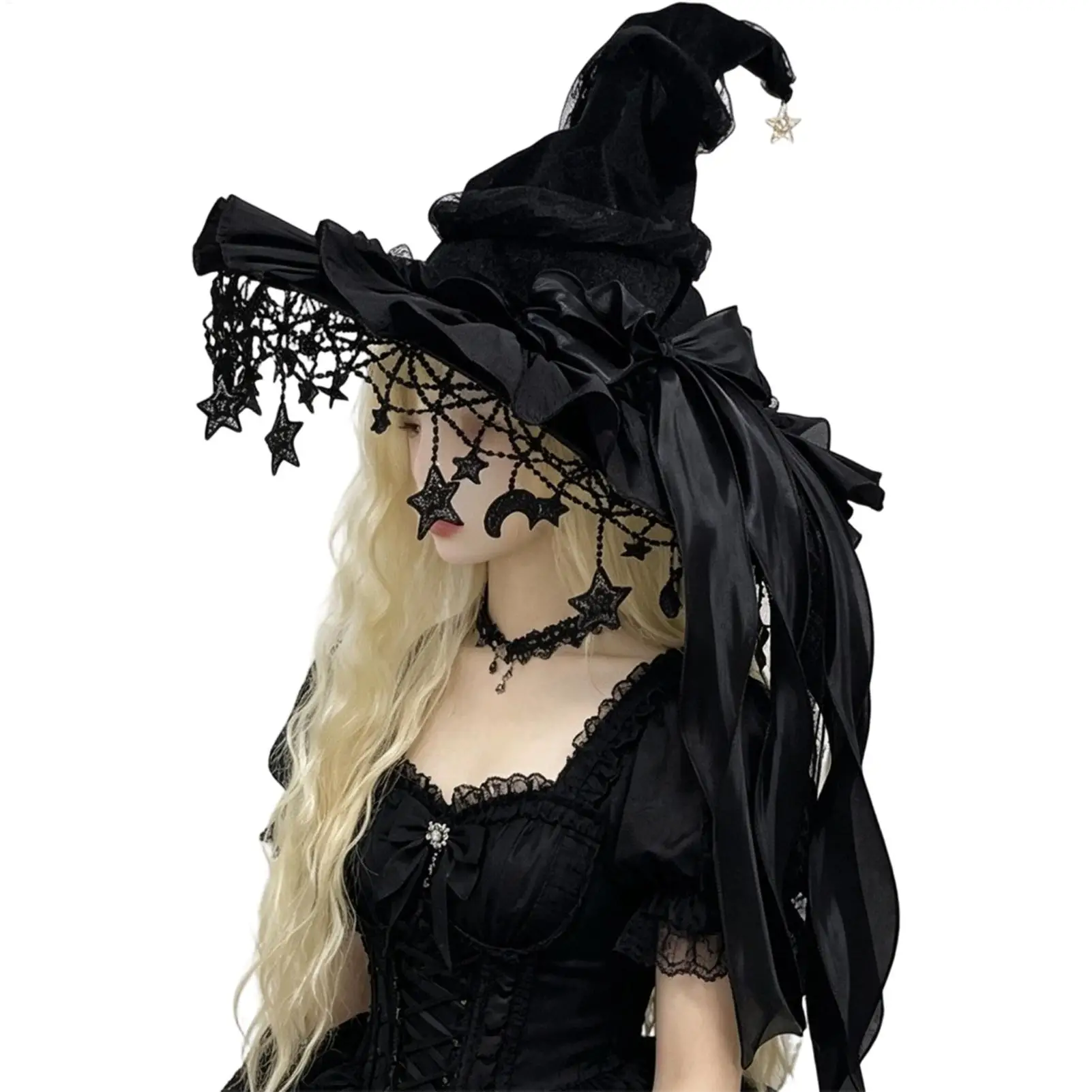 Chapeau de Sorcière Gothique à Nœud – photo 2