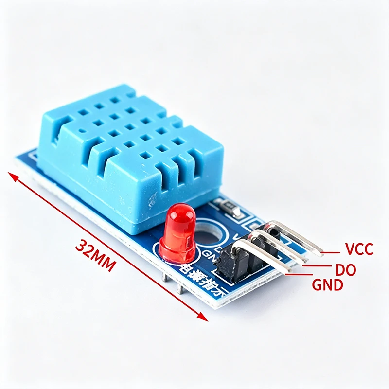 DHT11 Temperature Humidity Sensor Module With Power Indicator LED 3P Pin 3.3V-5V Digital Temp Humidity Detect Board For Arduino
