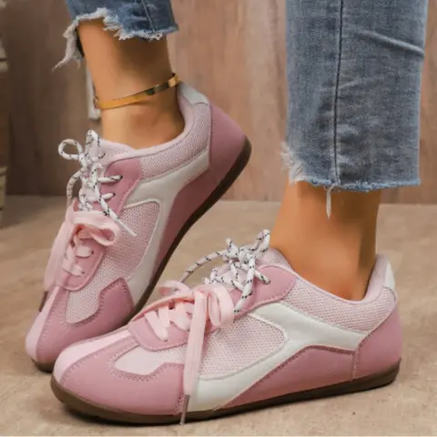 BEAUTODAY Vintage Casual Sneakers Dam Syntetiskt Läder Sneakers Rund Tå Snörning Kvinnliga Platta Promenadskor Atletiska Skor 29801S 10 best sales vintage Havana-sneakers - №7