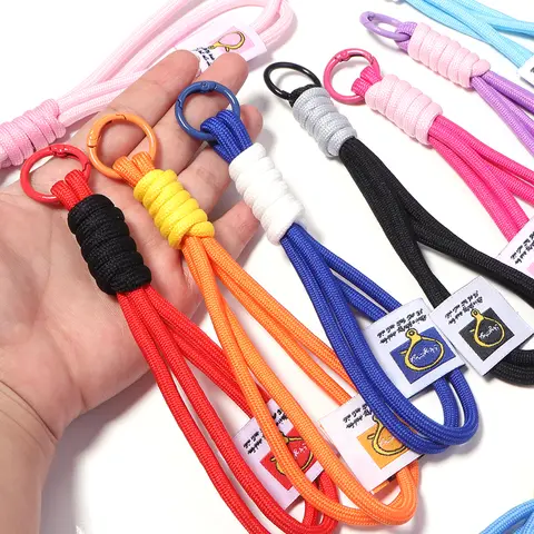 2Pcs Anti-lost Knot Braided Rope Strap Colored Woven Lanyard Keychains For Bags Dolls Lanyard DIY Keyring Key Chains Accessories