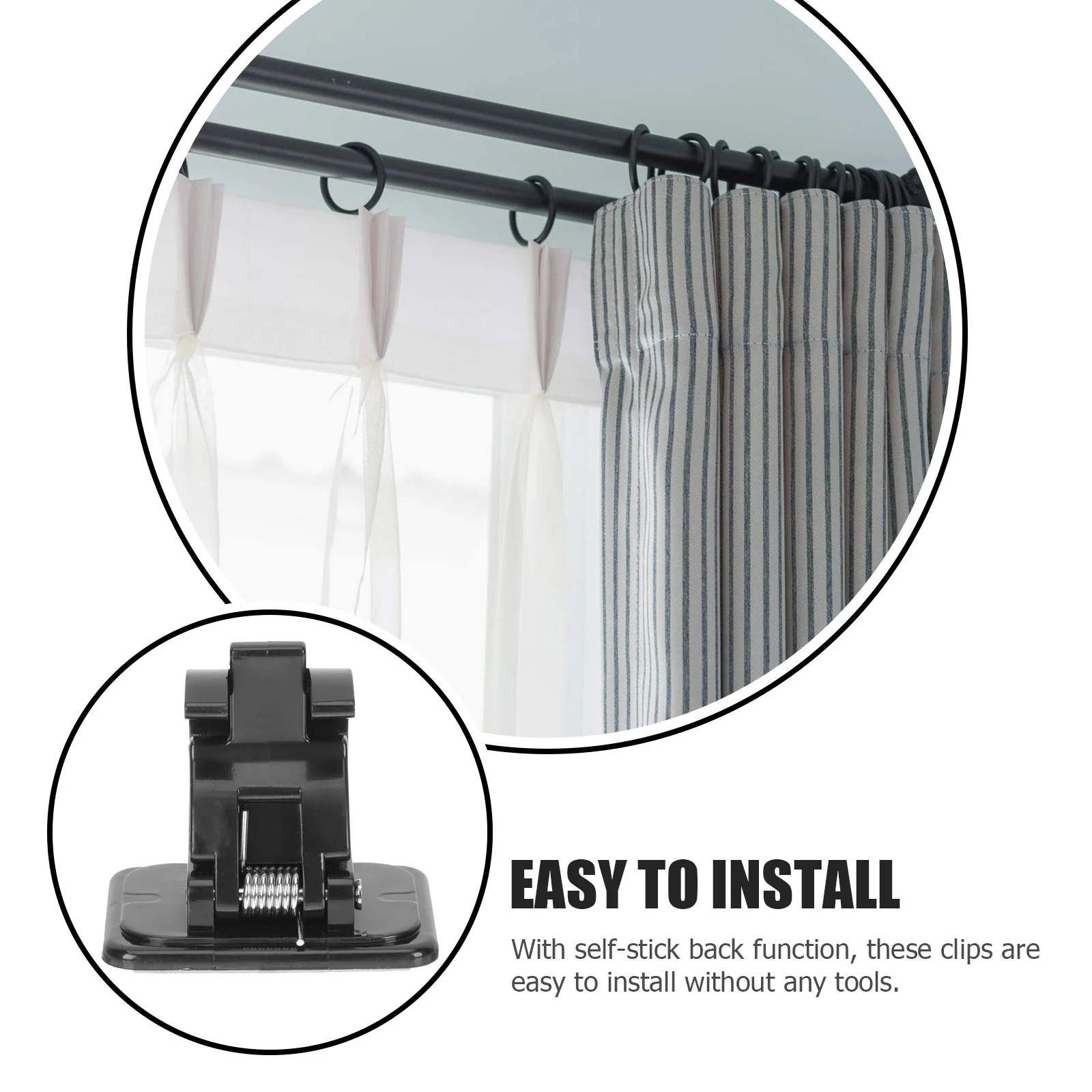   Clip para barra colgante, soporte de ducha, accesorio de cortina, gancho adhesivo redondo, rejillas de ventilación de techo para casas, abrazadera, soportes de cortinas de plástico, 6 uds.