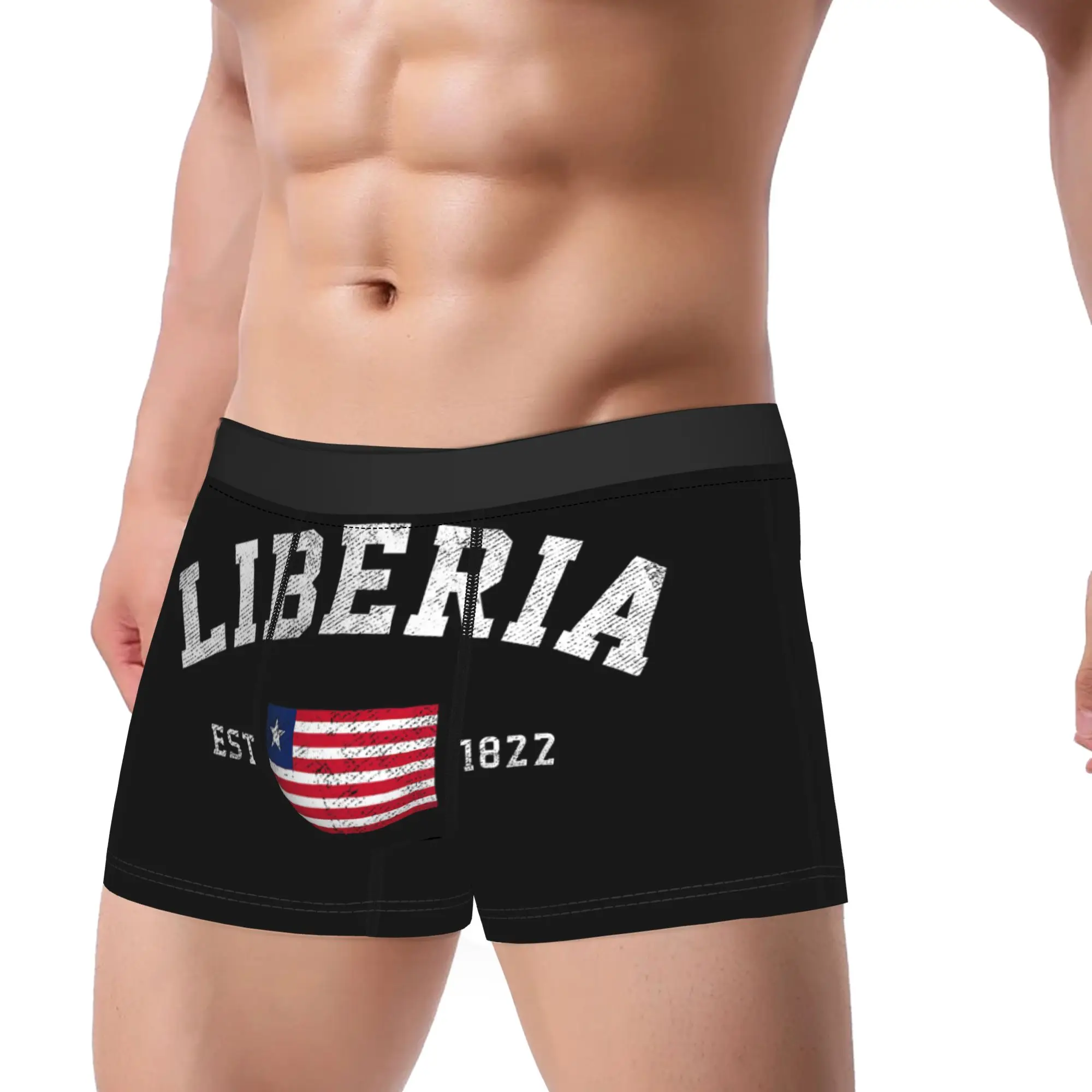 Liberia Est. 1822 Liberian Flag Independence Day Underwear  Male Boxer Brief Breathable Trunk Quality Printed Large Size Panties