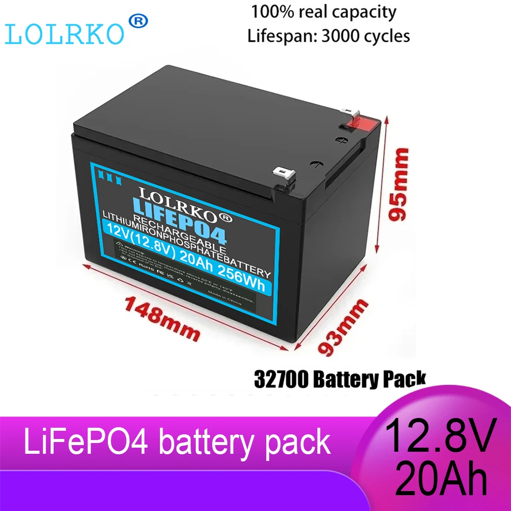 Аккумулятор LiFePO4 12В 10Ач/15Ач со встроенной BMS, 3000+ циклов заряда/разряда, для солнечных систем/ИБП/эхолотов/автодомов/генераторов/лодок/наружного применения, 12В 20Ач Li-ion аккумулятор