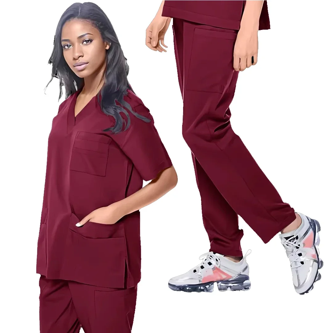 Hospital cirúrgico workwear manga curta calças superiores acessórios de enfermagem roupas médicos feminino uniformes médicos elástico esfrega conjunto