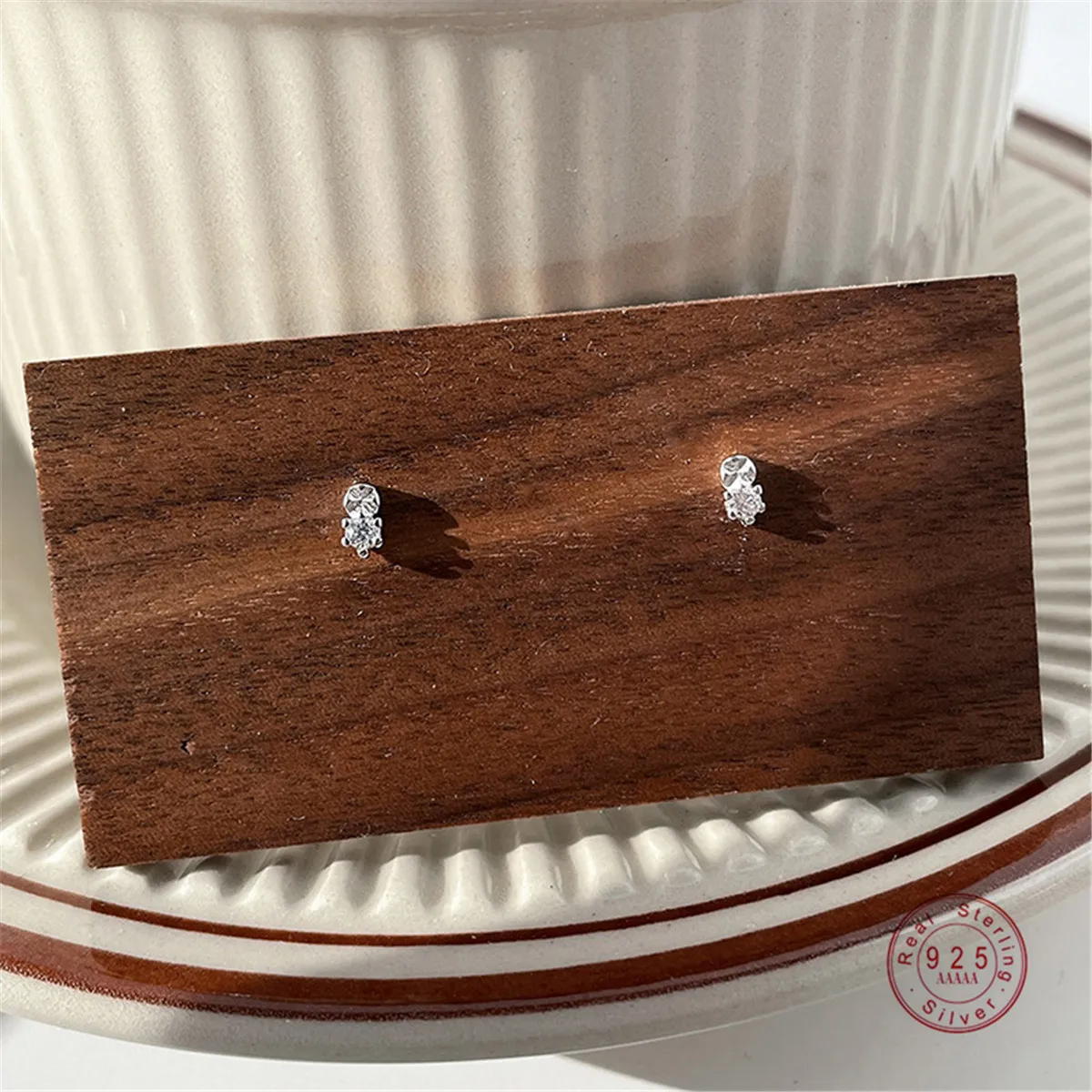 Faceted Zircon Little Bean Stud Earrings S925 Sterling Silver Daily Popular Female Accessories Birthday Gifts All Occasion