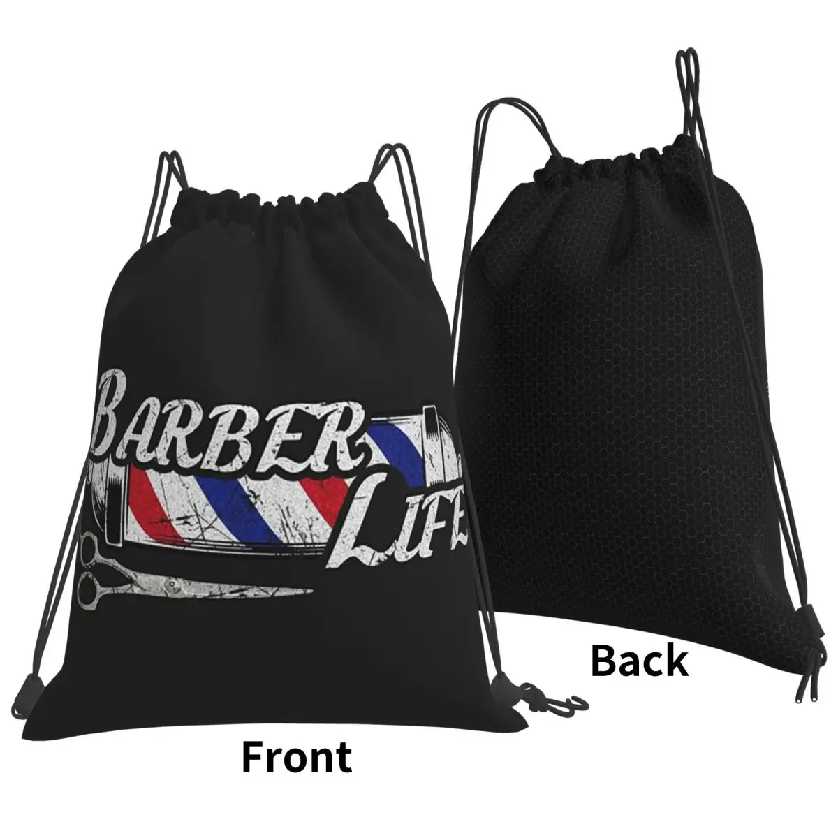 Barber Shop Sign Entrance Backpacks Casual Drawstring Bags Sports Bag Book Bags for Man Woman School
