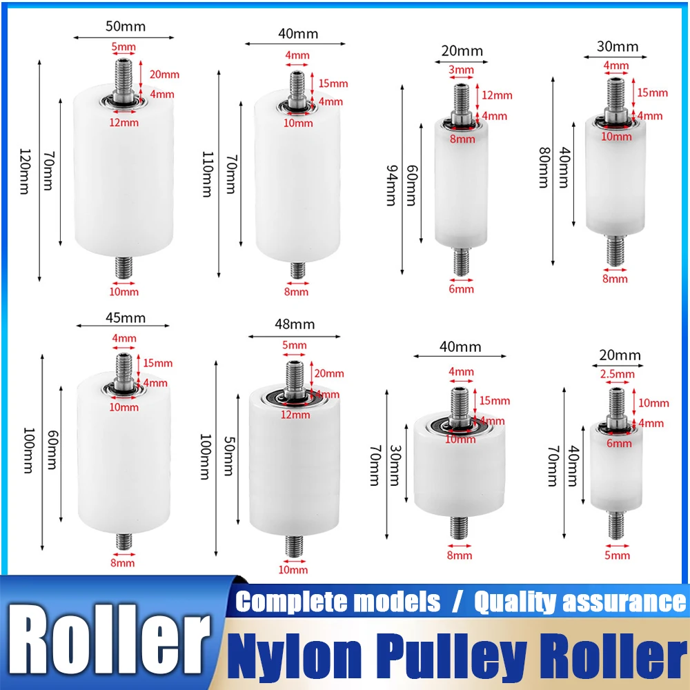 Heavy Duty Stainless Steel Screw Nylon Pulley Guide Wheel with Double Bearings Silent Rollers Industrial Transmission Components
