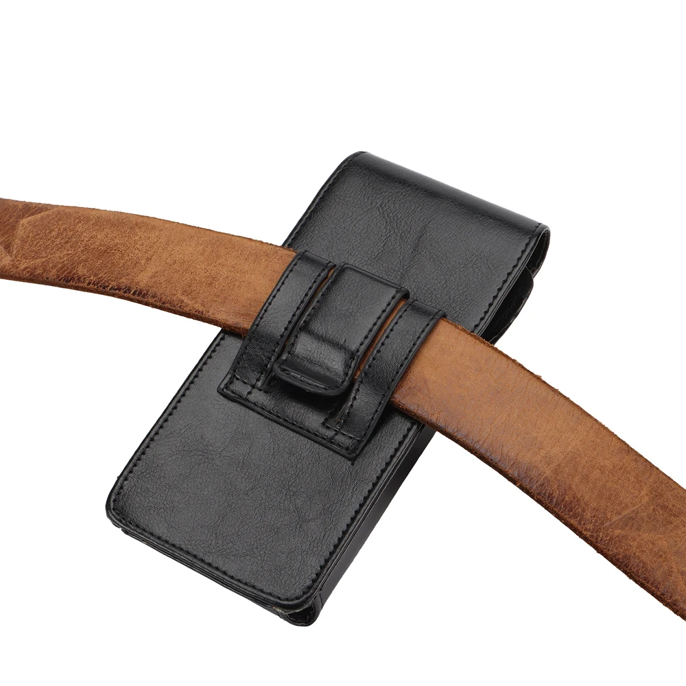 Universal Leather Mobile Phone Waist Bag For iPhone 17 16 15 Pro Max Samsung Xiaomi Vertical Cell Phone Belt Clip Holster Cover view 5
