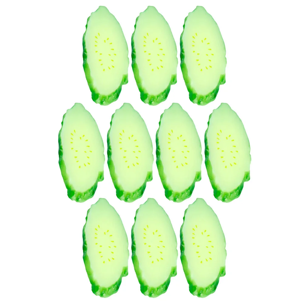 10 Pcs Simulation Cucumber Slice Simulated Models Vegetable Ornament Cucumbers Fake Artificial Slices Decors Pvc Child