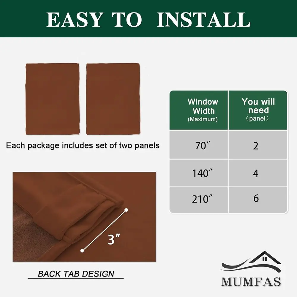 Velvet 90 Curtains Set - Terracotta Copper, Rust Red, Autumn Decor for Home