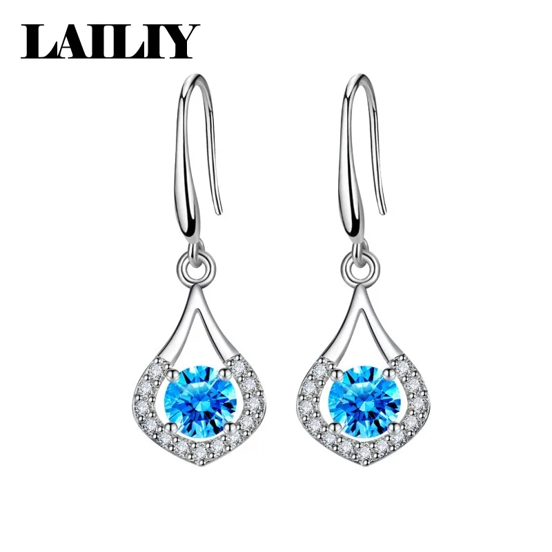 LAILIY925 Sterling Silver Pear Shaped Diamond Teardrop Earrings for Women Fashion Jewelry