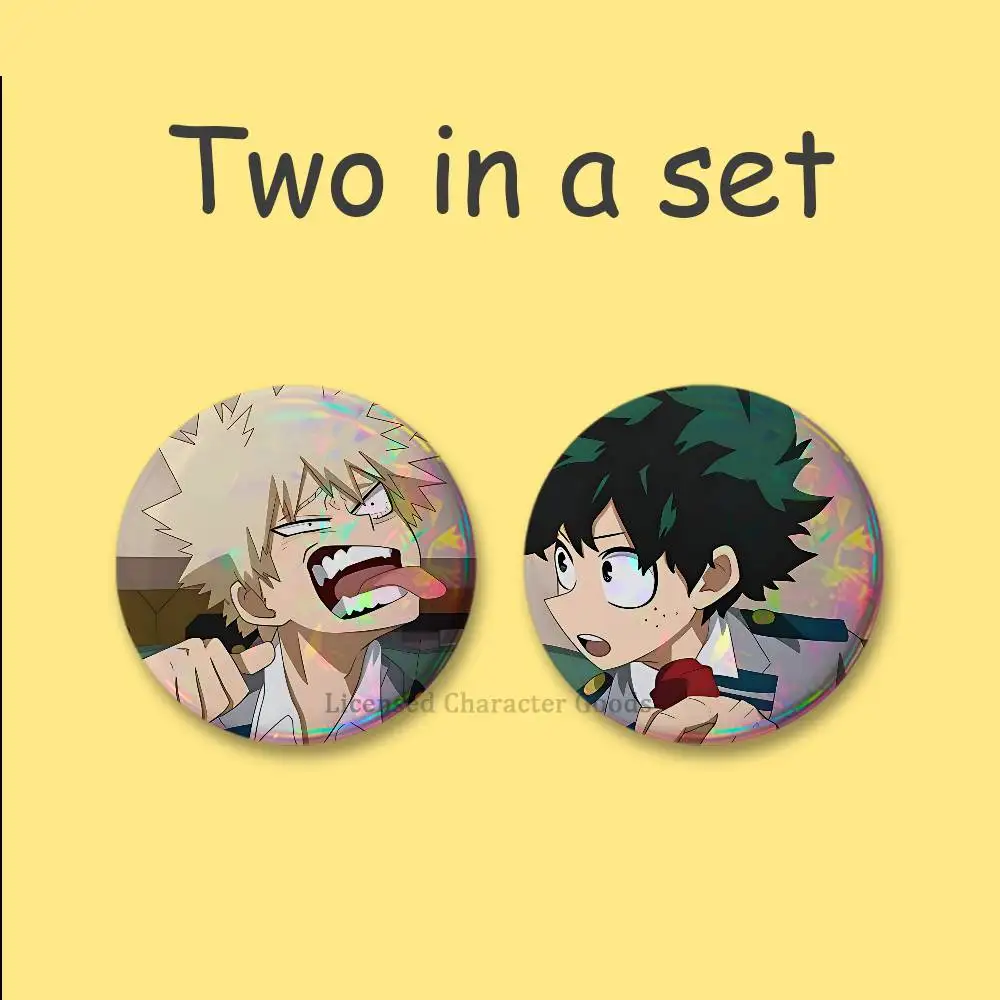 B-BakuDekuS Abzeichen, 25, 32, 44, 58, 75 mm, rund, Cosplay-Pin, Rucksack-Dekoration, zum Sammeln von Geschenken, Brosche, 2-teiliges Set – Detail 6