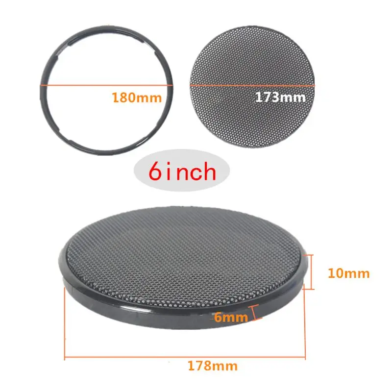블랙 자동차 스피커 그릴 메쉬 라운드 혼 보호 커버, 원형 인클로저 네트, DIY 장식 액세서리, 1 인치, 2 인치, 3 인치, 4 인치, 5/6 인치