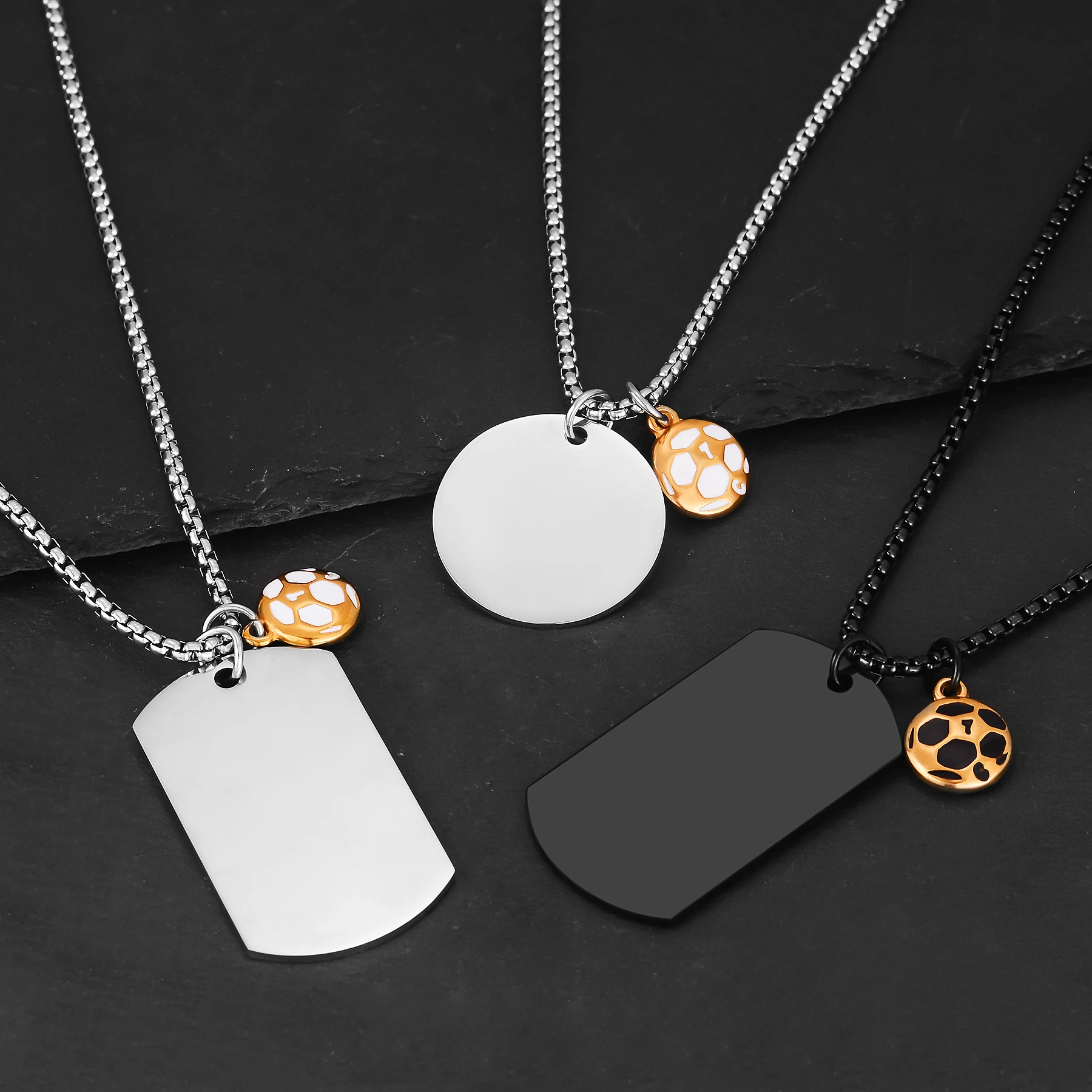 10Pcs New Fashion Necklace with Football Pendant Stainless Steel Jewelry Soccer Star Fan Gifts Wholesale