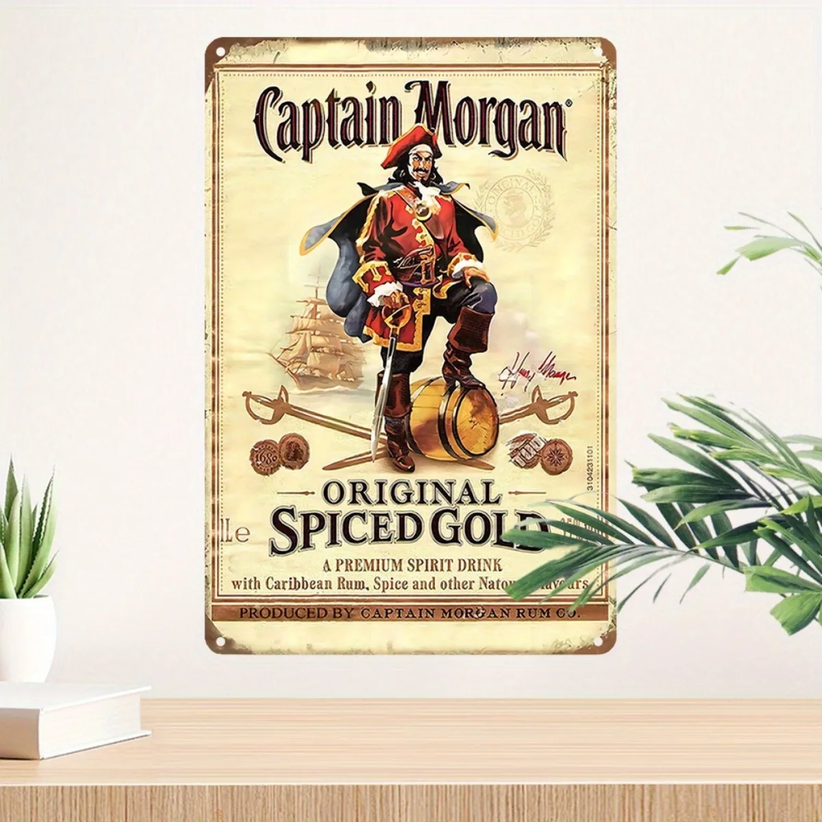 كابتن عتيق لعلامة MORGAN Rum المعدنية - ديكور فني جداري على شكل قرصان بحري عتيق للحانات، للرجال الكهف والمنزل - شديد التحمل I #1