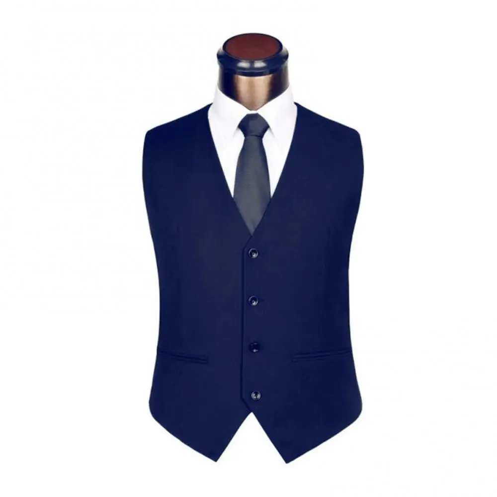 

2020 The New Dress Vests For Men Solid Color Single-breasted Slim-fit Mens Suit Vest Male Waistcoat Gilet Homme Casual Sleeveles