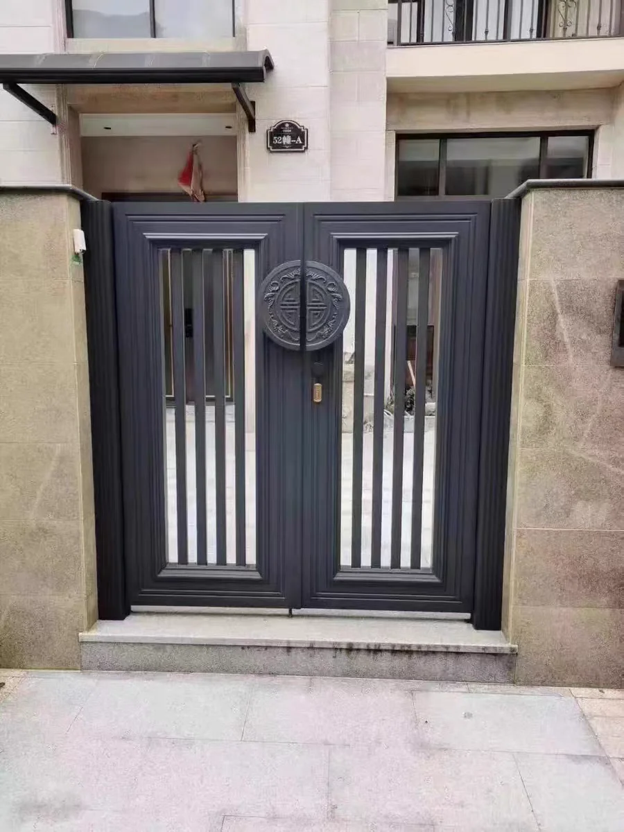 New Chinese style aluminum art gate villa gate country yard electric double-door aluminum alloy courtyard door