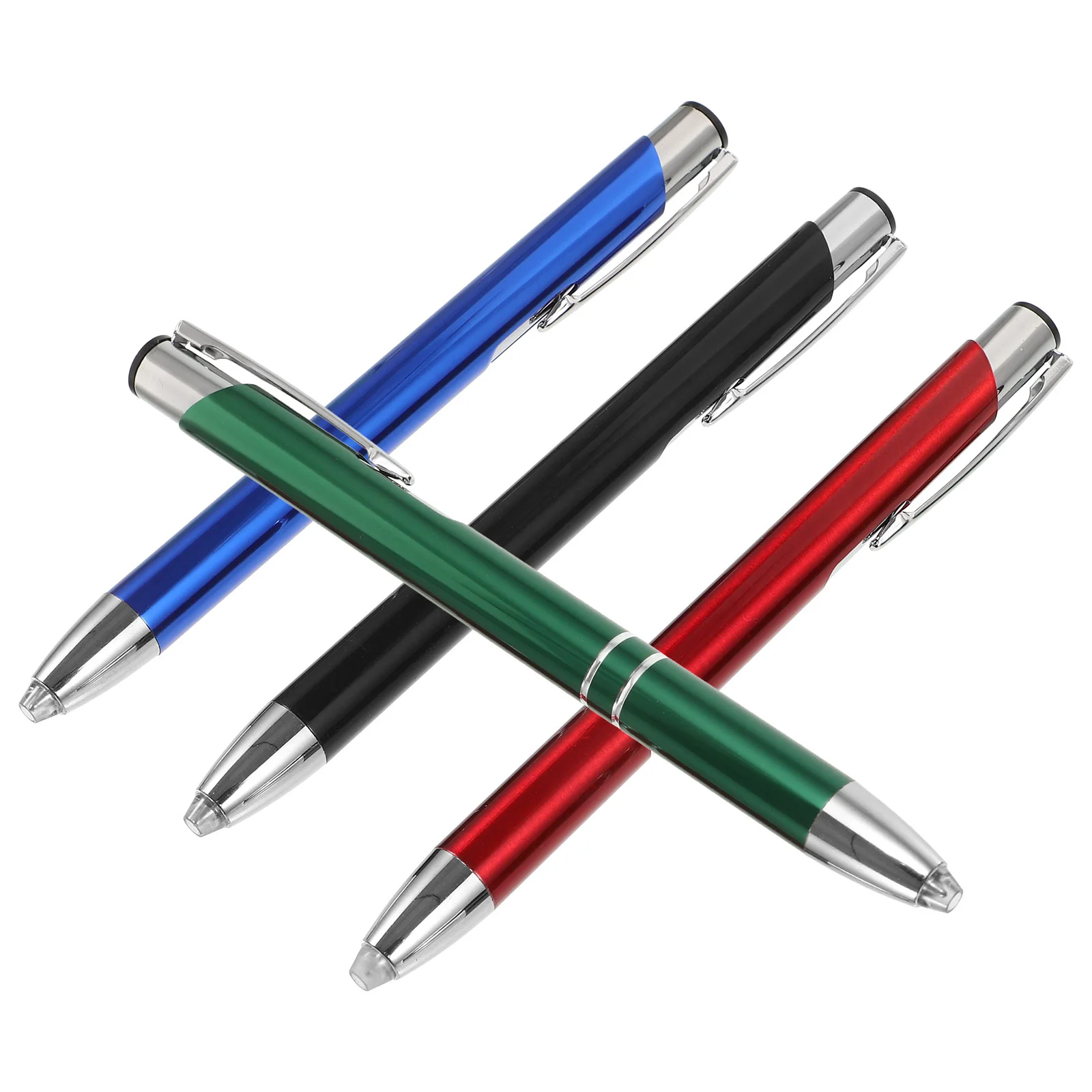 

4 Pcs LED Light Metal Touch Ballpoint Pen Flashlight Pens up Lighted Tip Writing Black Multicolor With Signing