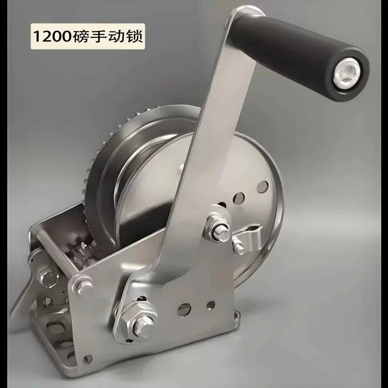 304 Stainless Steel Two Way Self Locking Hand Crank Winch Manual Lifting Hoist 800-2600 Lbs Load Capacity