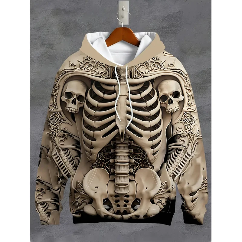 Skeleton Skull Graphic 3D Print Hoodies Men Hoody Oversized Hooded Sweatshirts Harajuku Tracksuits Pullover Tops Coat Clothing