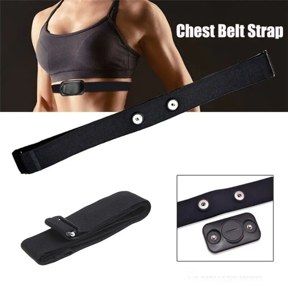 ทนทาน Elastic Heart Rate Monitor สายคล้องคอไนลอนสีดําสายรัดหน้าอกสวมใส่ปรับเซนเซอร์แถบเข็มขัด