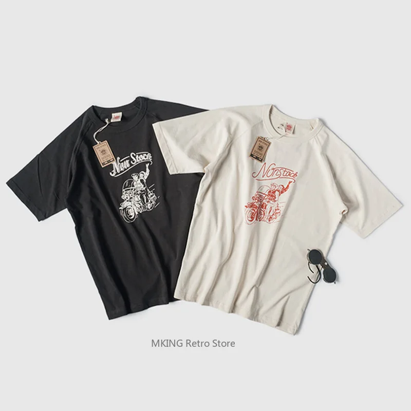 

Non Stock Rider Raglan Sleeve T-Shirt Amekaji Crew Neck Short Sleeve Cotton Tee