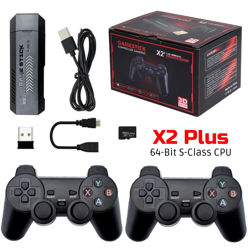 X2 Plus GD10 Game Stick 256G 4K HD Video Game Console Double Wireless 2.4G Controller Retro Console Christmas Gift