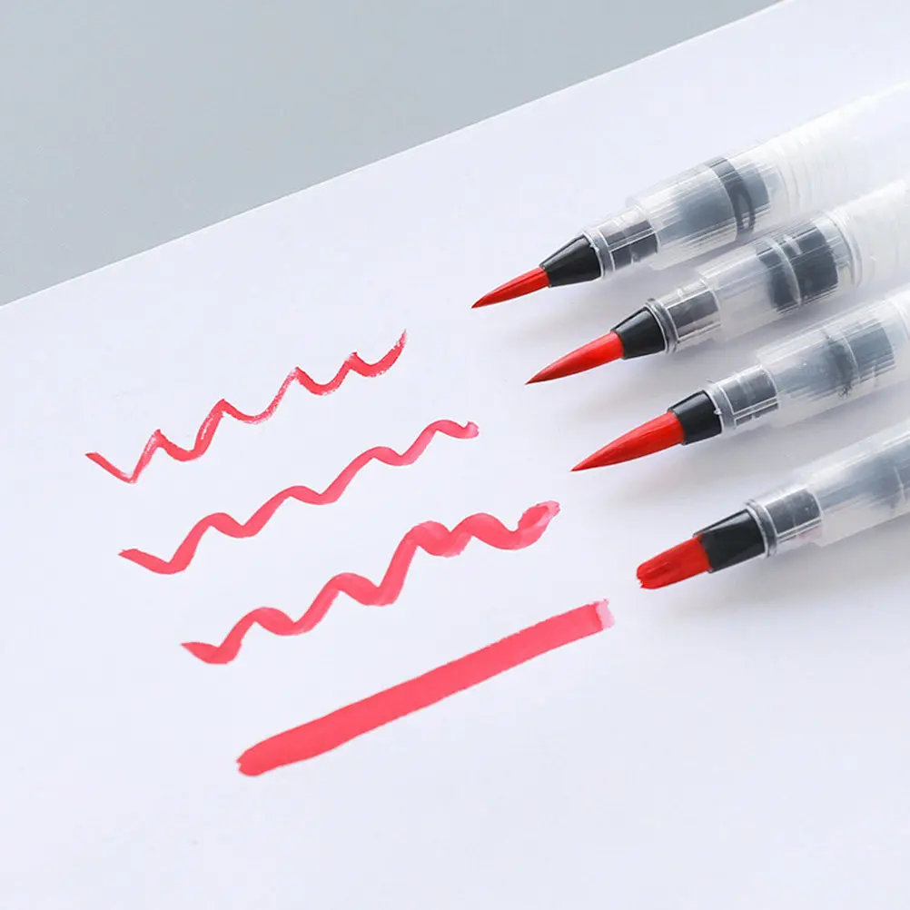 4Pcs Water Coloring Brush Pen Set for Artists Beginners Sensitive Response Delicate Lines Pools of Color Easy Flow