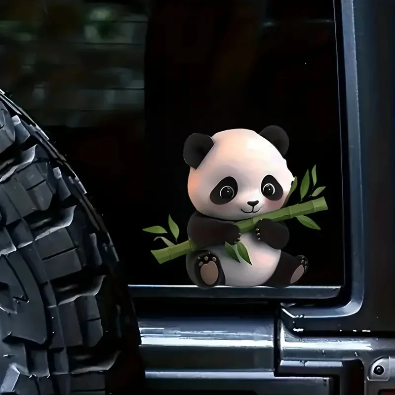 

Бамбуковые водонепроницаемые виниловые автомобильные наклейки с милой пандой для окон, бампера, внешние декоративные аксессуары, блокировка царапин