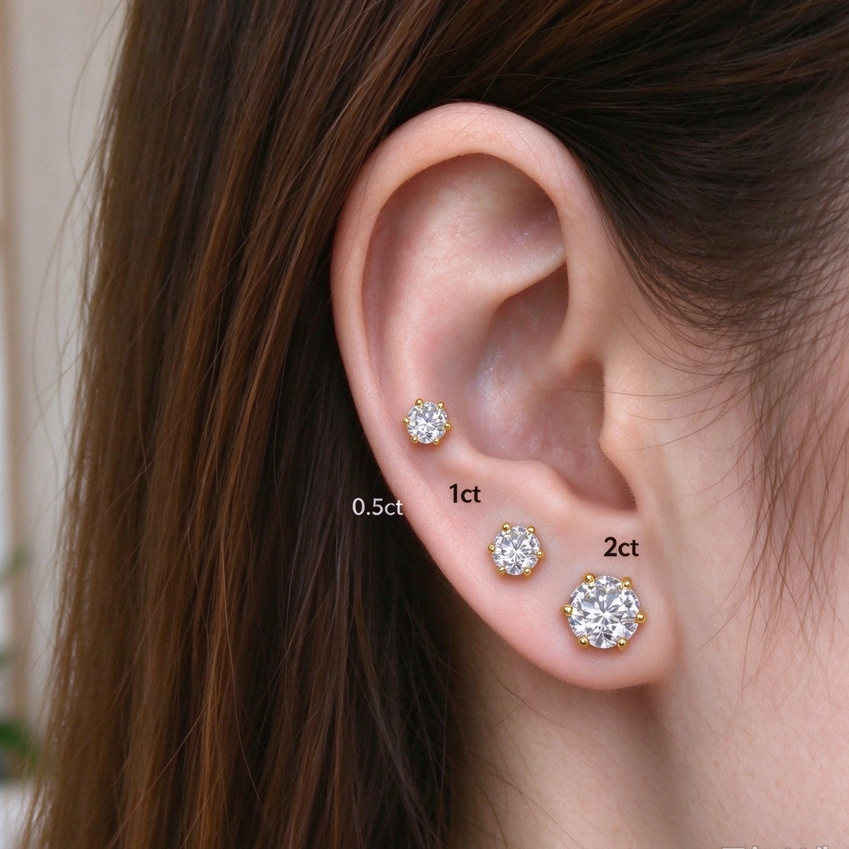 100% Real 14k Gold Moissanite Earrings 1ct 2ct 3ct Women Highend Luxurious AU585 K Gold Jewelry With Certificate Valentines Gift
