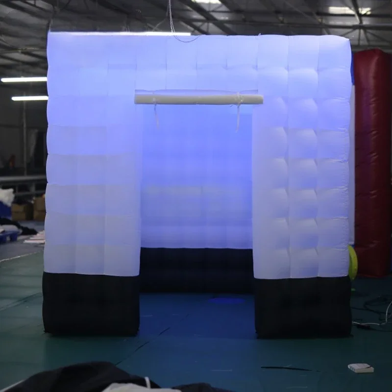 360 كابينة تصوير خيمة مكعب محمول قابل للنفخ مع قاع أسود مضاد للأوساخ وإضاءة LED علوية لحفلات الزفاف (2.5 متر/8.2 قدم)