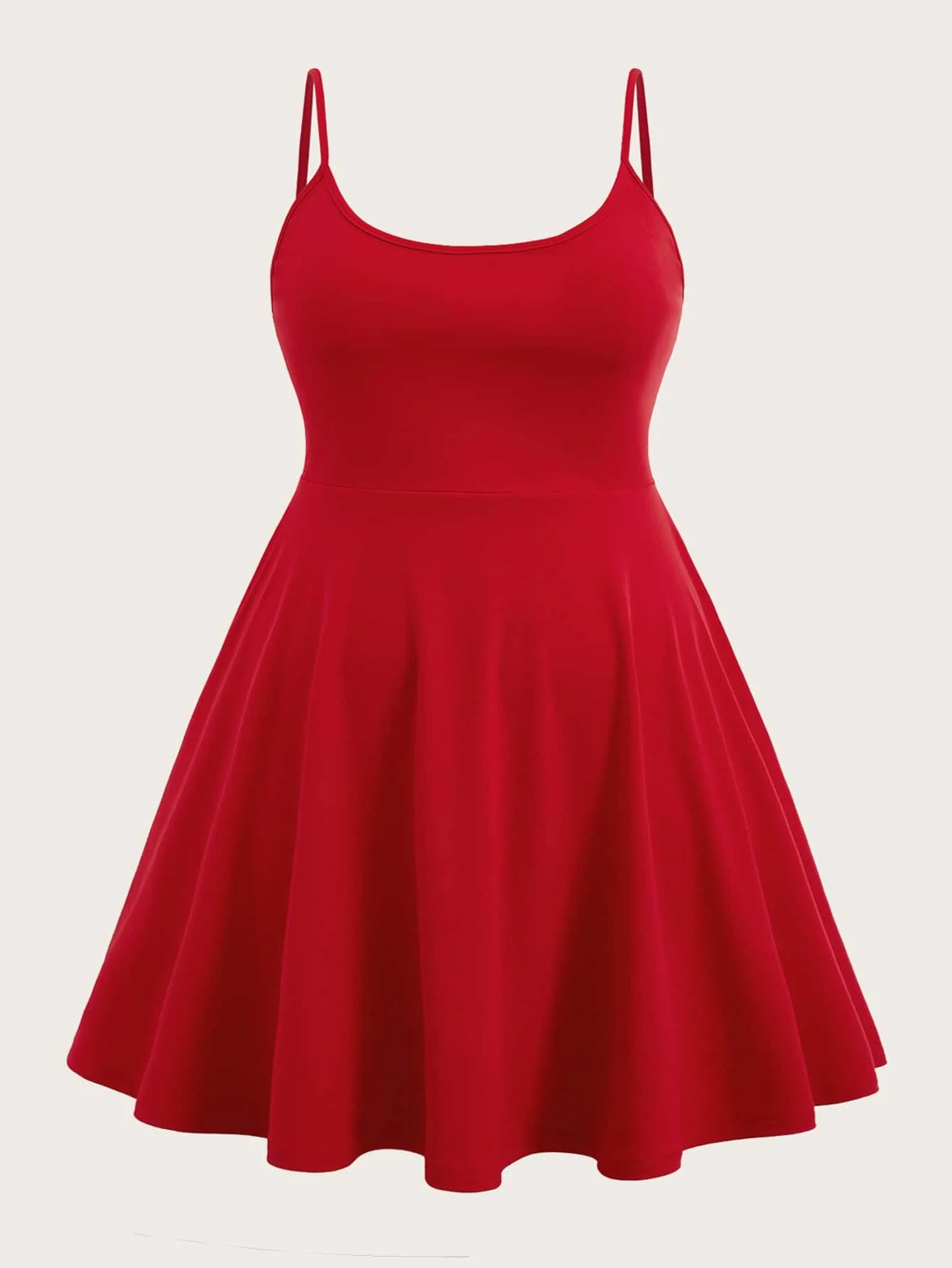 

Красное однотонное платье А-силуэта на тонких бретелях для весны и лета