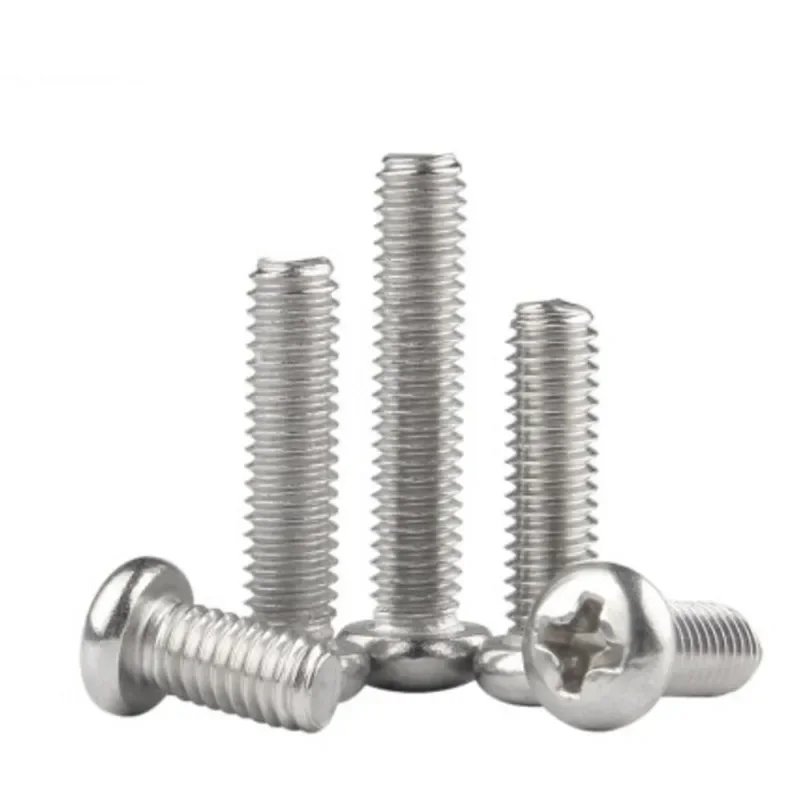 5PCS-100pcs M1 M1.2 M1.4 M1.6 M2 M2.5 M3 M4 M5 M6 DIN7985 304 Stainless Steel Cross Recessed Pan Head Screws Phillips Screws