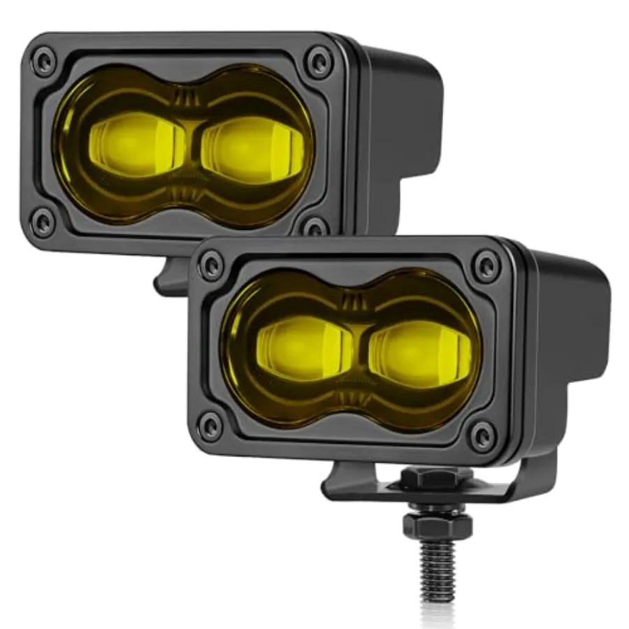 

SAE Fog Lights Yellow 3 Inch LED Pod Light Bar Street Legal DOT Approved Off Road Driving Light Cube 2PCS Bumper Fog Lights for