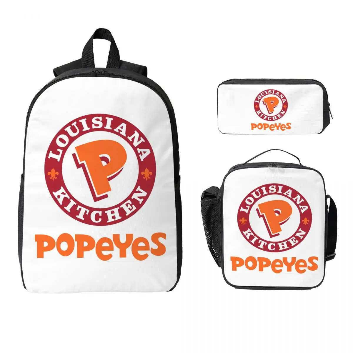 

Popeyes Fastfood Backpack Student Boys Girls BookBag School Bag Laptop Shoulder Bags 3ps Insulated Lunch Bag Pencil Case