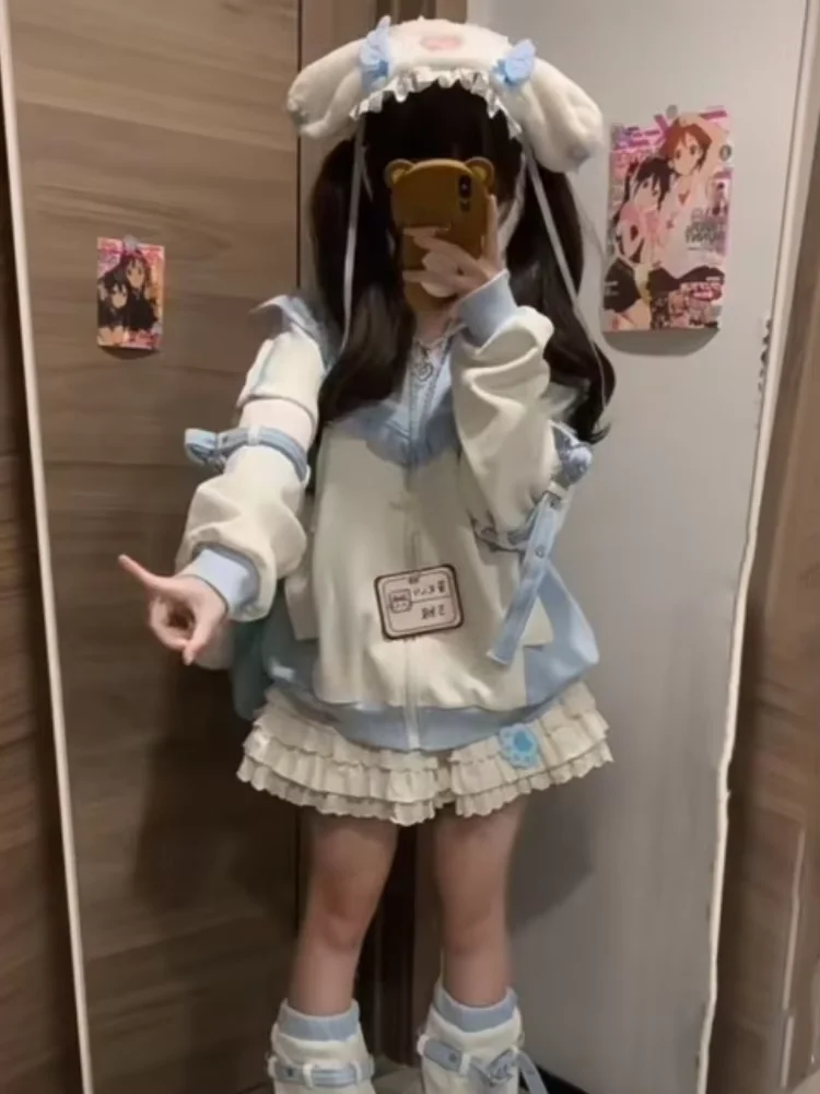 

Милые толстовки с капюшоном и ушками, свободный кардиган с длинными рукавами, пальто для женщин, весна-осень 2022, новые топы с длинными рукавами Mujer