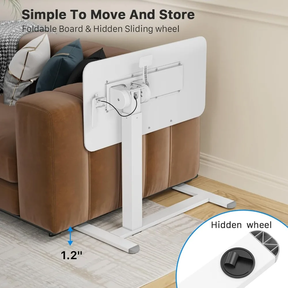 Table de oral et à Roulettes pour Ordinateur Portable, Bureau Pliable, Réglable, Inclinable à 90 °