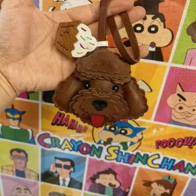 

Подвеска из натуральной кожи с плюшевой собакой, милый уникальный автомобильный брелок, изысканный шарм для сумки, аксессуар для ключей