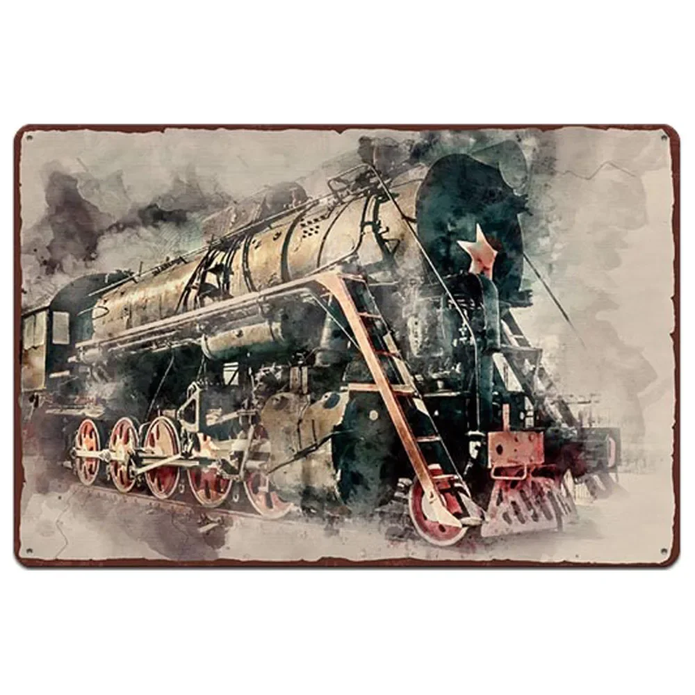 Train Metal Poster Vintage Plate Tin Signs Wall Poster Retro Plaque Poster Bar Pub Club Wall Home Decor Wall Stickers Poster