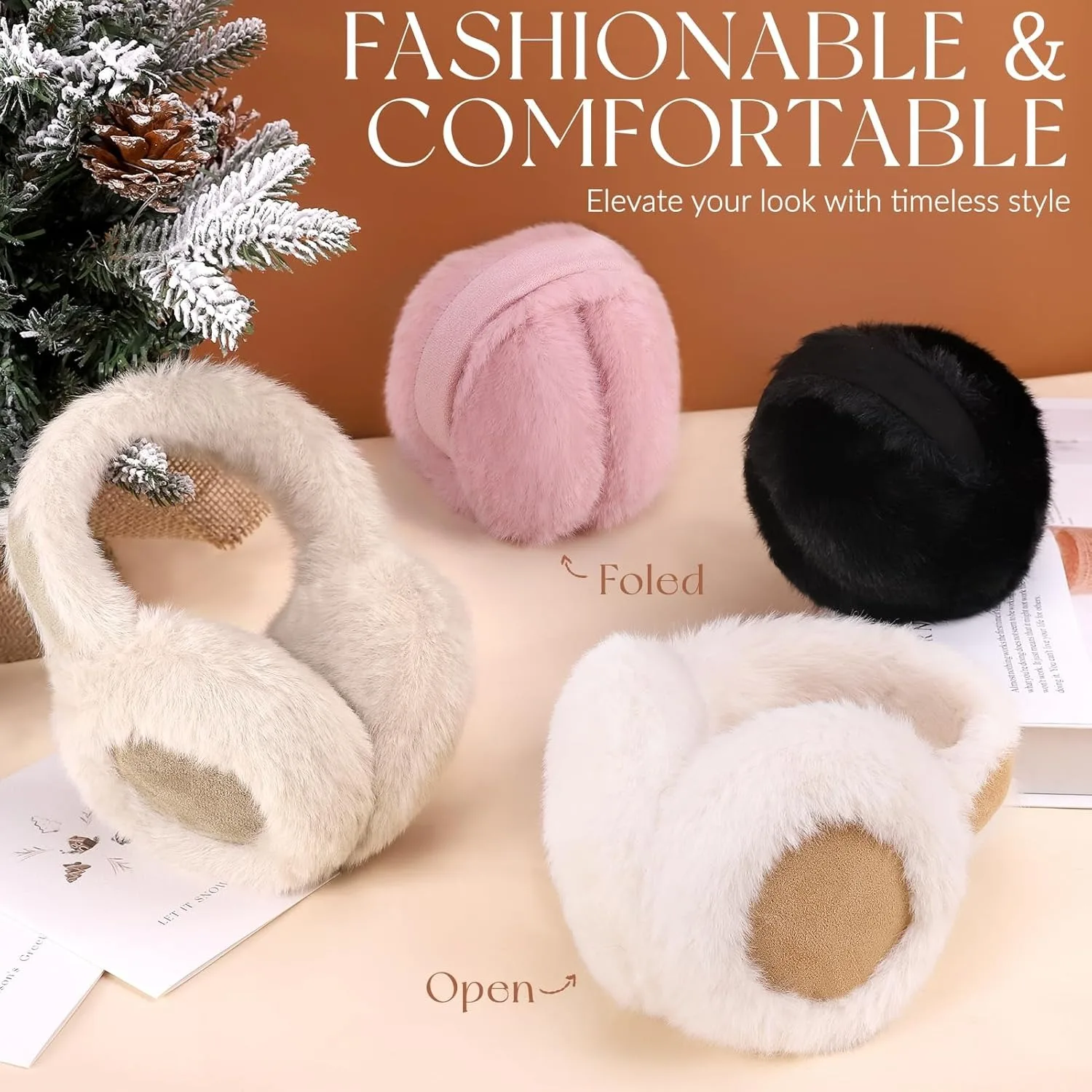 Women Suede Plush Earmuffs Wool Solid Plush Warm Outdoor Skiing Cycling Windproof Cold-Proo Winter Fluffy Ear Muffs Earflap