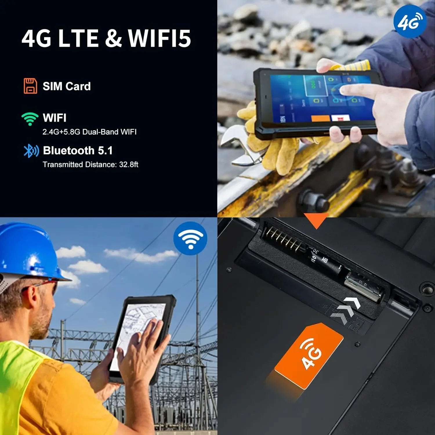 تابلت متين يعمل بنظام Windows 11 OS 10 بوصة 8 جيجابايت + 128 جيجابايت ROM ماسح الباركود محطة IP68 كمبيوتر صناعي مقاوم للماء