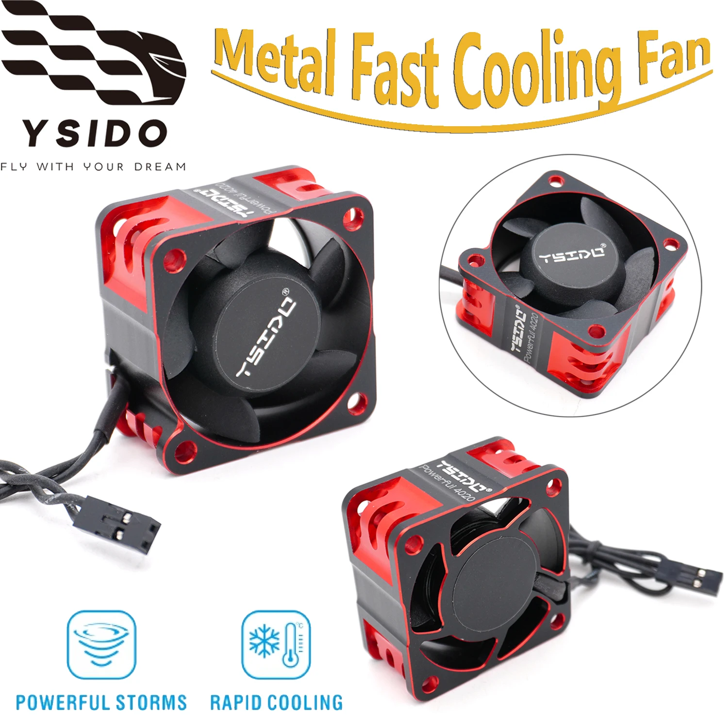 YSIDO 40x40x20mm Metall Schnelllüfter 5-Lüfterblätter für 1/10 1/8 1/7 Traxxas ARRMA Axial SCX10 TRX4 RC Crawler Truck Autoteile