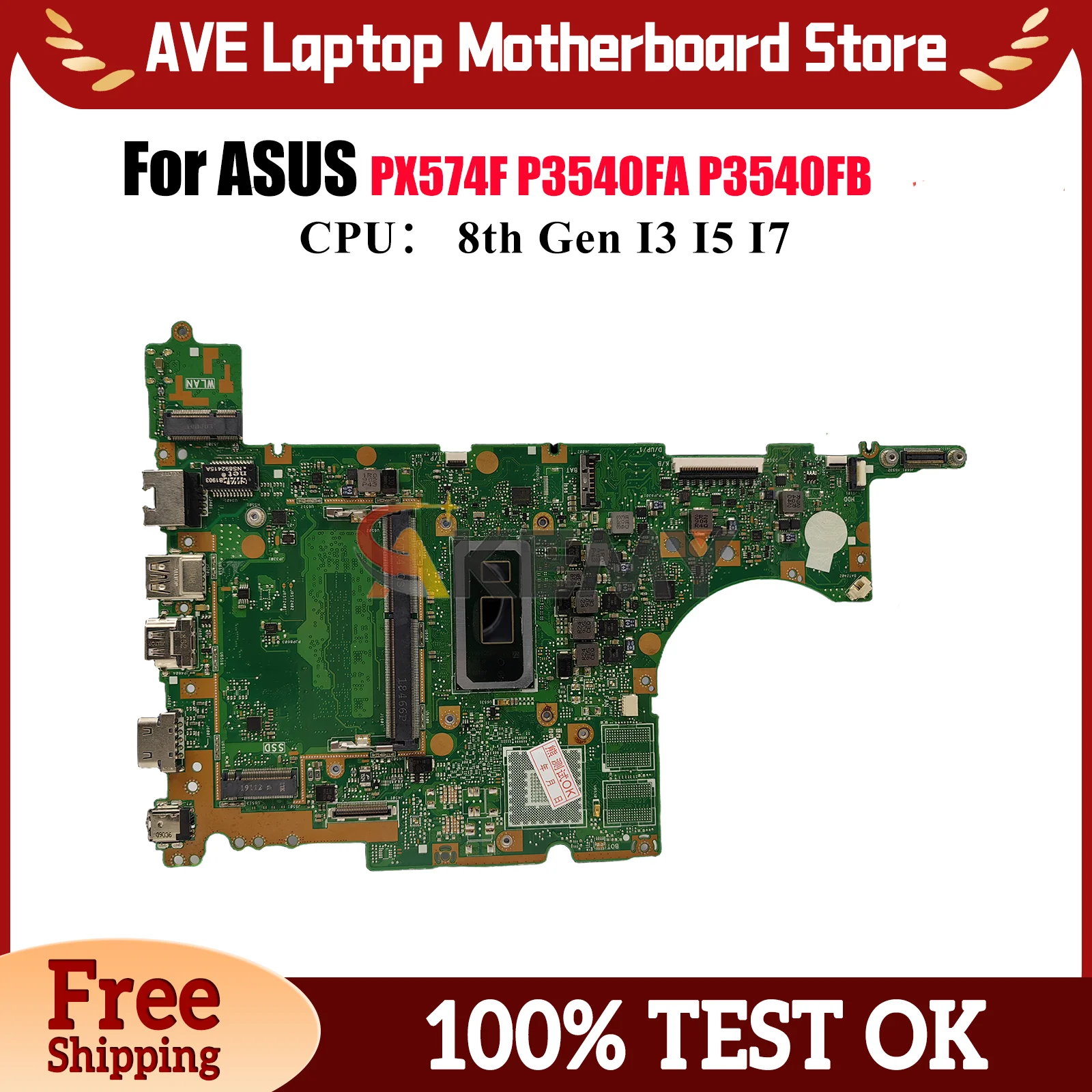 

P3540FA Laptop Motherboard For ASUS ProArt P3540F P3540FB P3540FA PX574F Notebook Mainboard With I3 I5 I7 CPU 100% tests OK stk