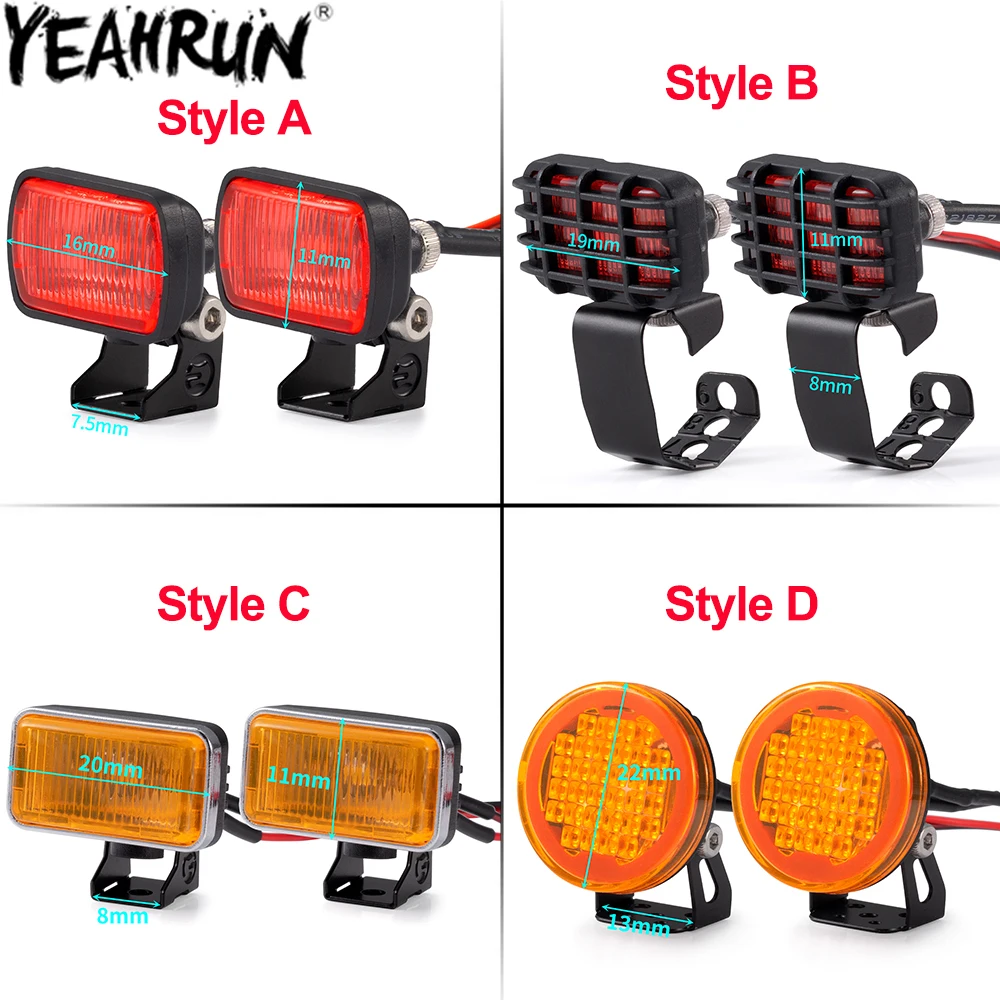 YEAHRUN RC Car Roof Light LED Headlights Spotlight for Axial SCX10 Wraith TRX4 TRX6 Tamiya 1/10 RC Crawler Car DIY Parts