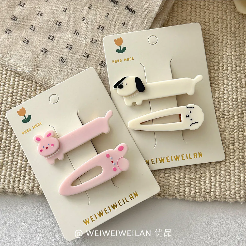 

Заколки с животными, набор из 2 предметов, нескользящие заколки для волос с милыми узорами кролика для маленьких девочек