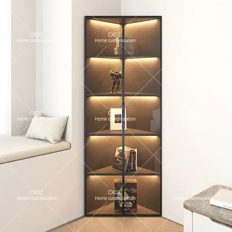 Corner Cabinet Triangle Shelf for Living Room Bedroom Wall Mounted Floor Standing Corner Storage Unit Side Organizer