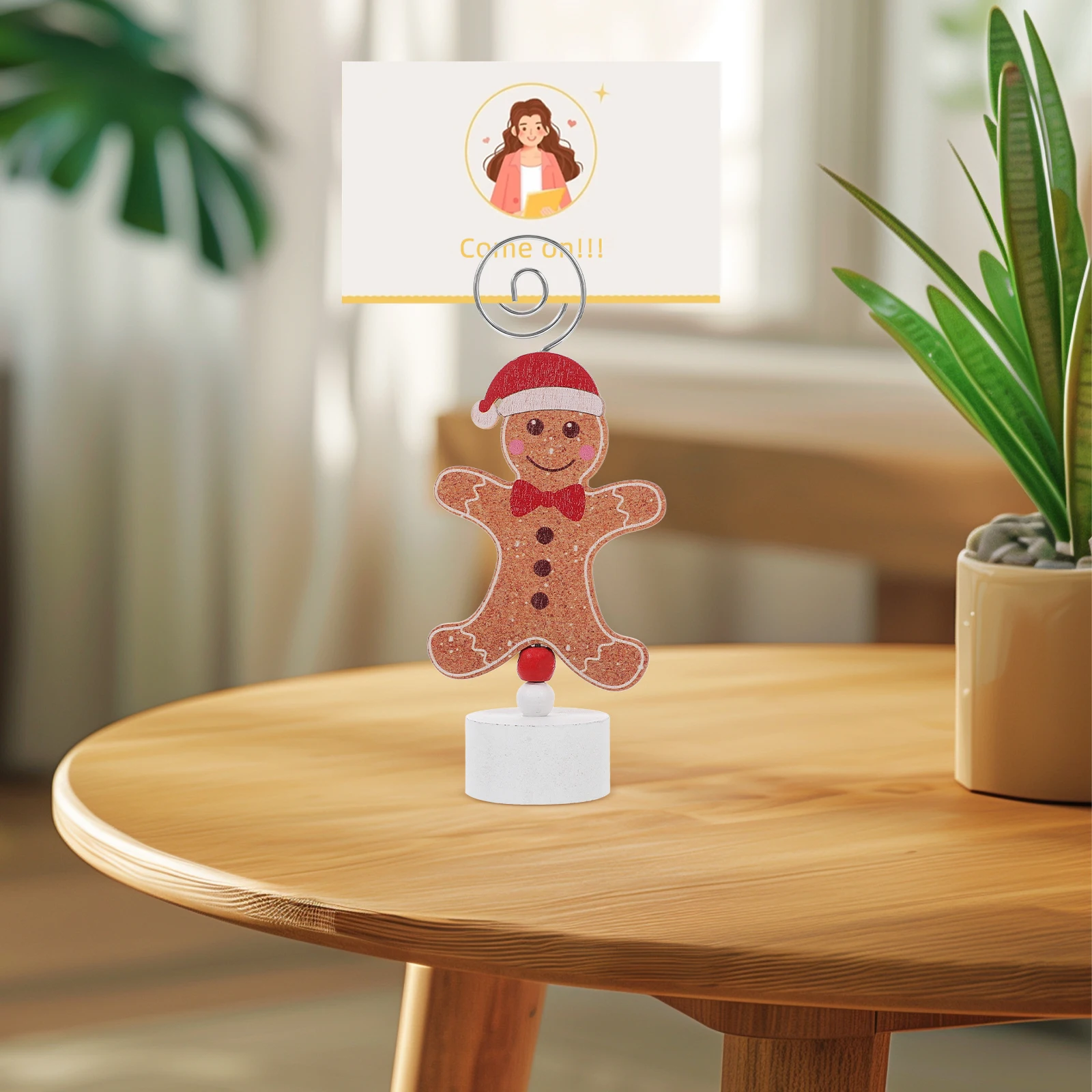 

Gingerbread Man Table Card Holder Memo Clip Holders Photo Stand Check Name Desk Picture