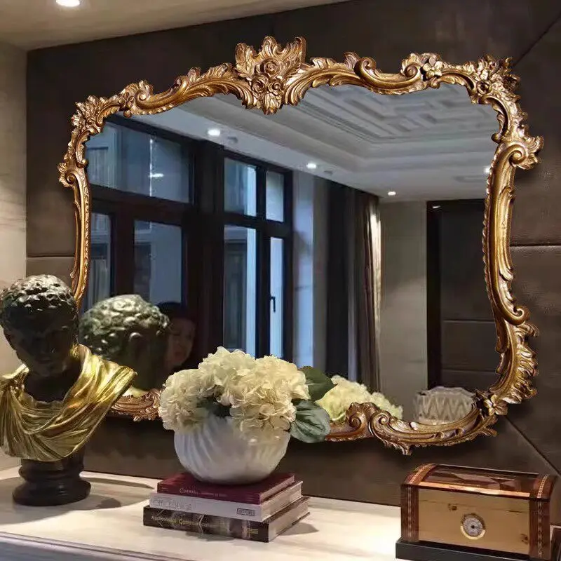 Defogger Unbreakable Mirror Decor Retro Antique Makeup Bedroom Wall Mirror Decor Art Compact Custom Specchietto Home Decor Items